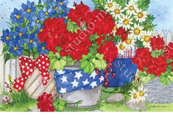 Indoor & Outdoor Patriotic Floral MatMate Doormat-18x30