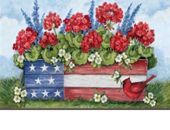 Patriotic Planter Box Indoor & Outdoor MatMate Doormat - 18x30