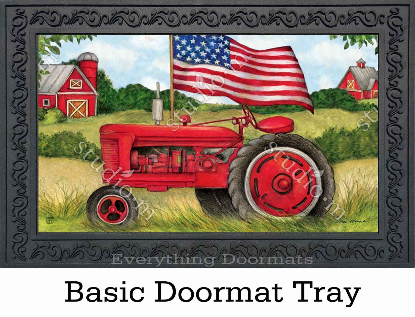 Indoor & Outdoor Patriotic Tractor MatMate Doormat18x30
