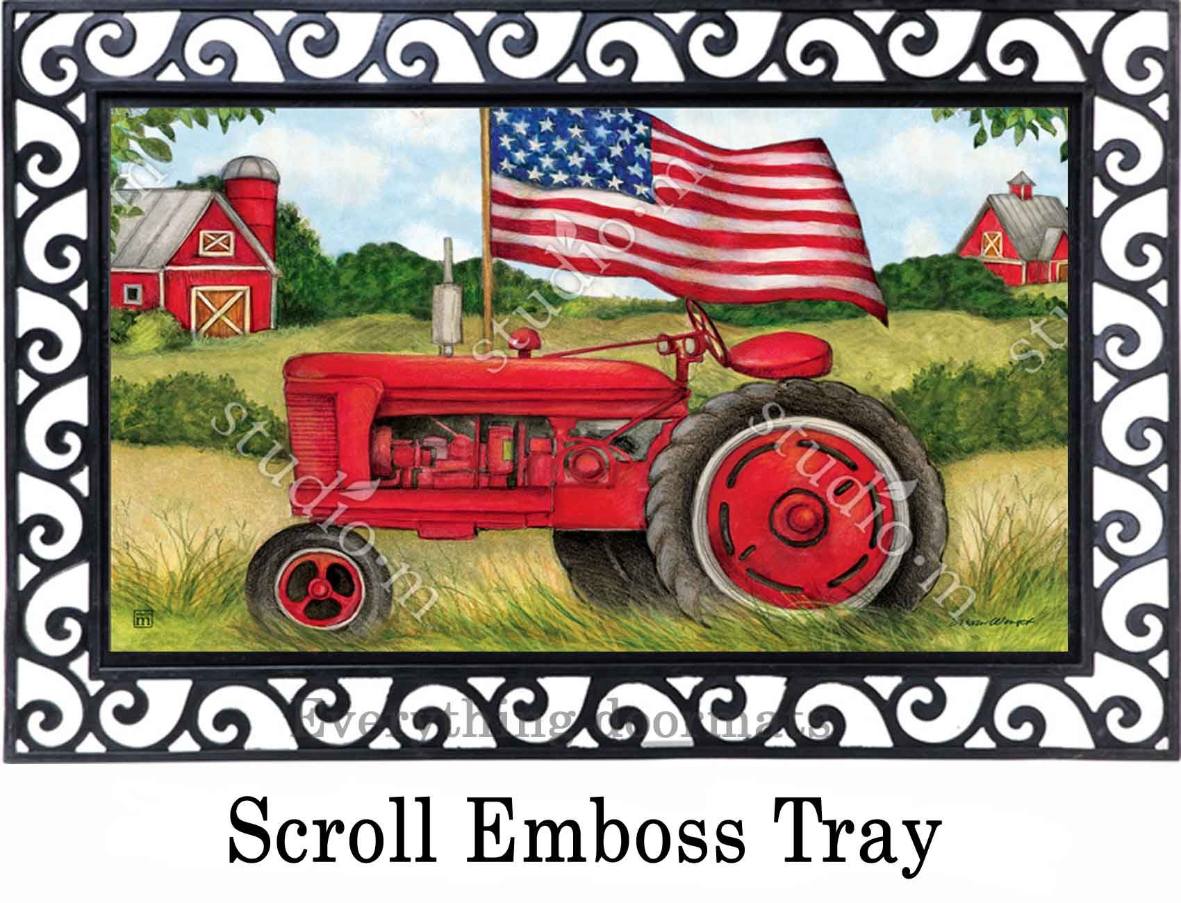 Indoor & Outdoor Patriotic Tractor MatMate Doormat18x30