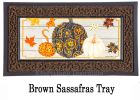 Patterned Pumpkins and Leaves Sassafras Mat - 10 x 22 Insert Doormat
