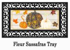 Patterned Pumpkins and Leaves Sassafras Mat - 10 x 22 Insert Doormat