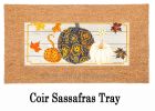 Patterned Pumpkins and Leaves Sassafras Mat - 10 x 22 Insert Doormat