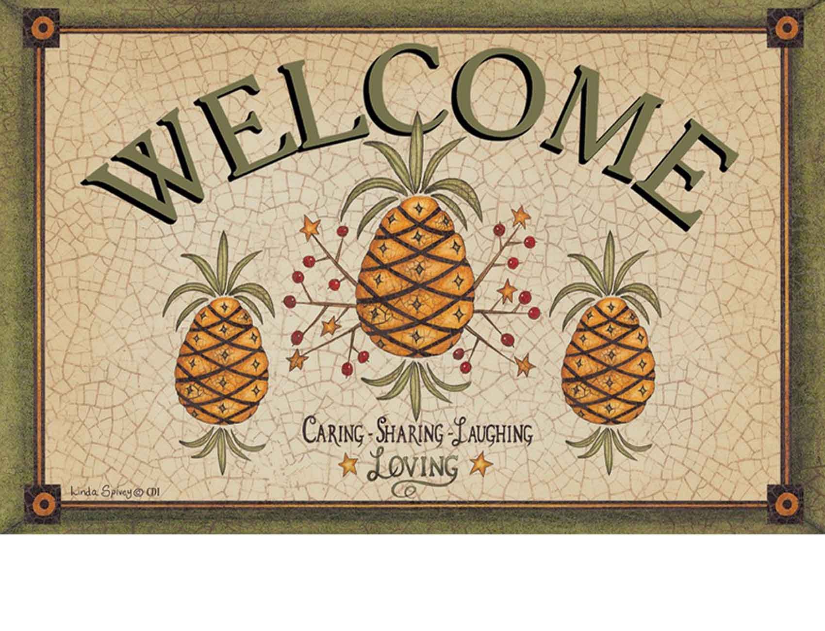 pineapple welcome sign wood