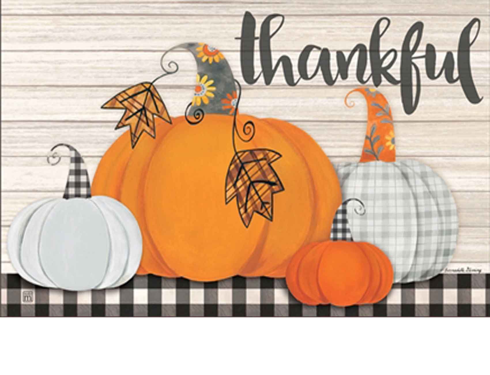 Indoor Outdoor Plaid Pumpkins Matmates Doormat 18x30