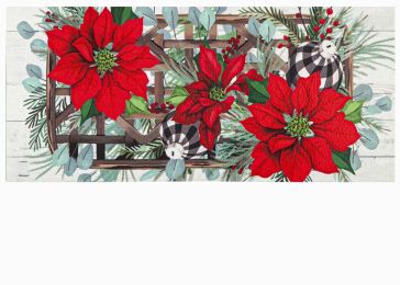 Poinsettia Tobacco Basket Sassafras Mat - 10 x 22 Insert Doormat