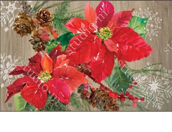 Indoor & Outdoor Poinsettia with Pine Cones MatMate Doormat