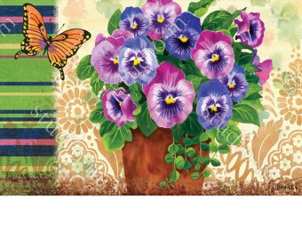 Indoor & Outdoor Pretty Pansies MatMate Doormat-18x30