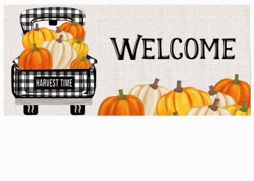 Pumpkin Plaid Truck Sassafras Mat - 10 x 22 Insert Doormat