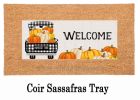 Pumpkin Plaid Truck Sassafras Mat - 10 x 22 Insert Doormat