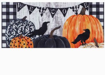 Pumpkins and Crows Sassafras Mat - 10 x 22 Insert Doormat