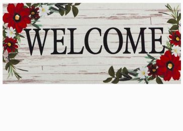 Sassafras Red Floral Welcome Mat - 10 x 22 Insert Doormat