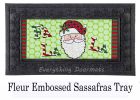 Santa Claus with Holly Sassafras Mat - 10 x 22 Insert Doormat