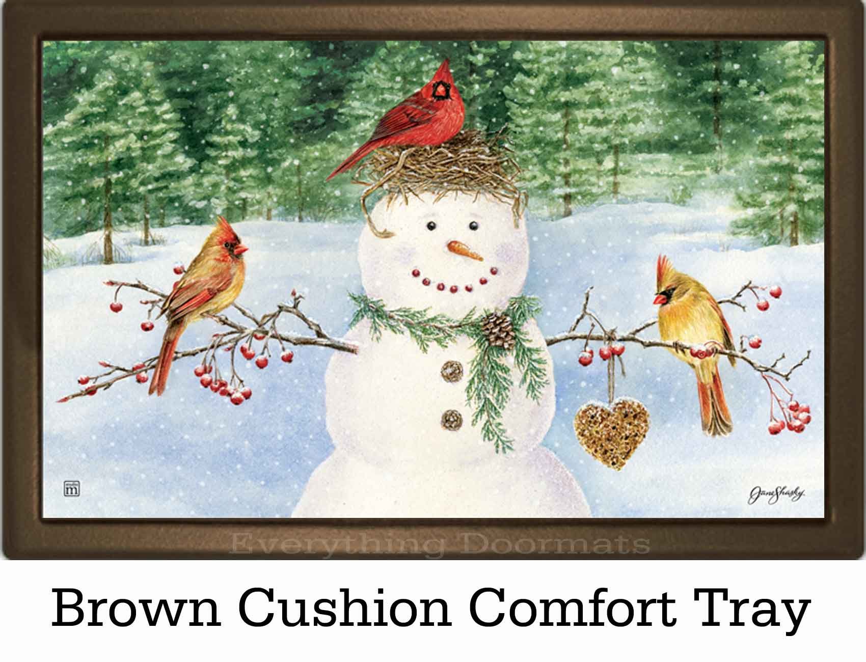 Indoor Outdoor Snowman Birdfeeder Matmate Doormat 18x30