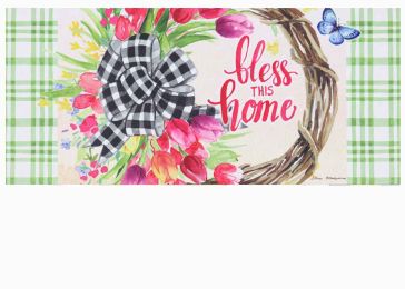 Spring Floral Wreath Sassafras Mat - 10 x 22 Insert Doormat