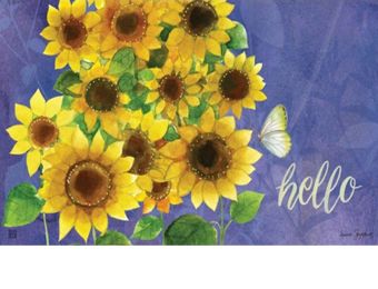 Sunflowers on Blue Indoor & Outdoor MatMates Insert Doormat - 18 x 30