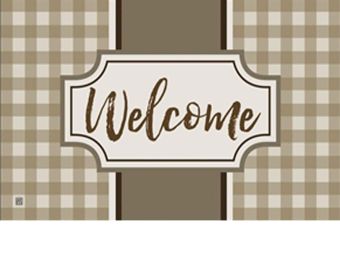 Tan Check Welcome Indoor & Outdoor MatMate Doormat - 18x30