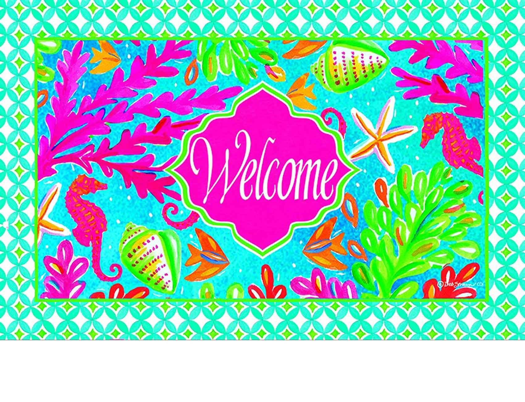 Indoor Outdoor Tropical Welcome Insert Doormat 18 X 30