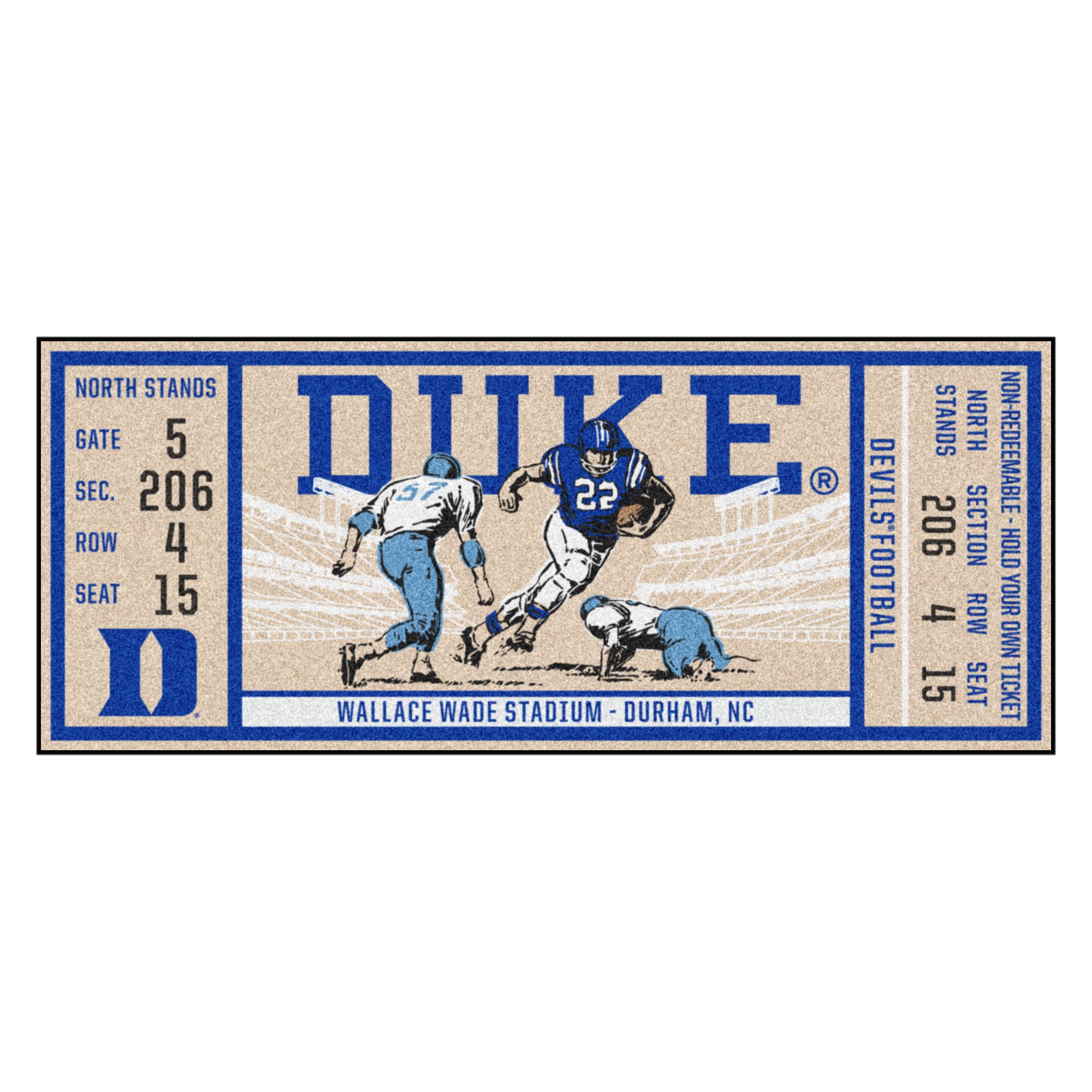 Duke Blue Devils Ticket Runner Mat 29.5 x 72