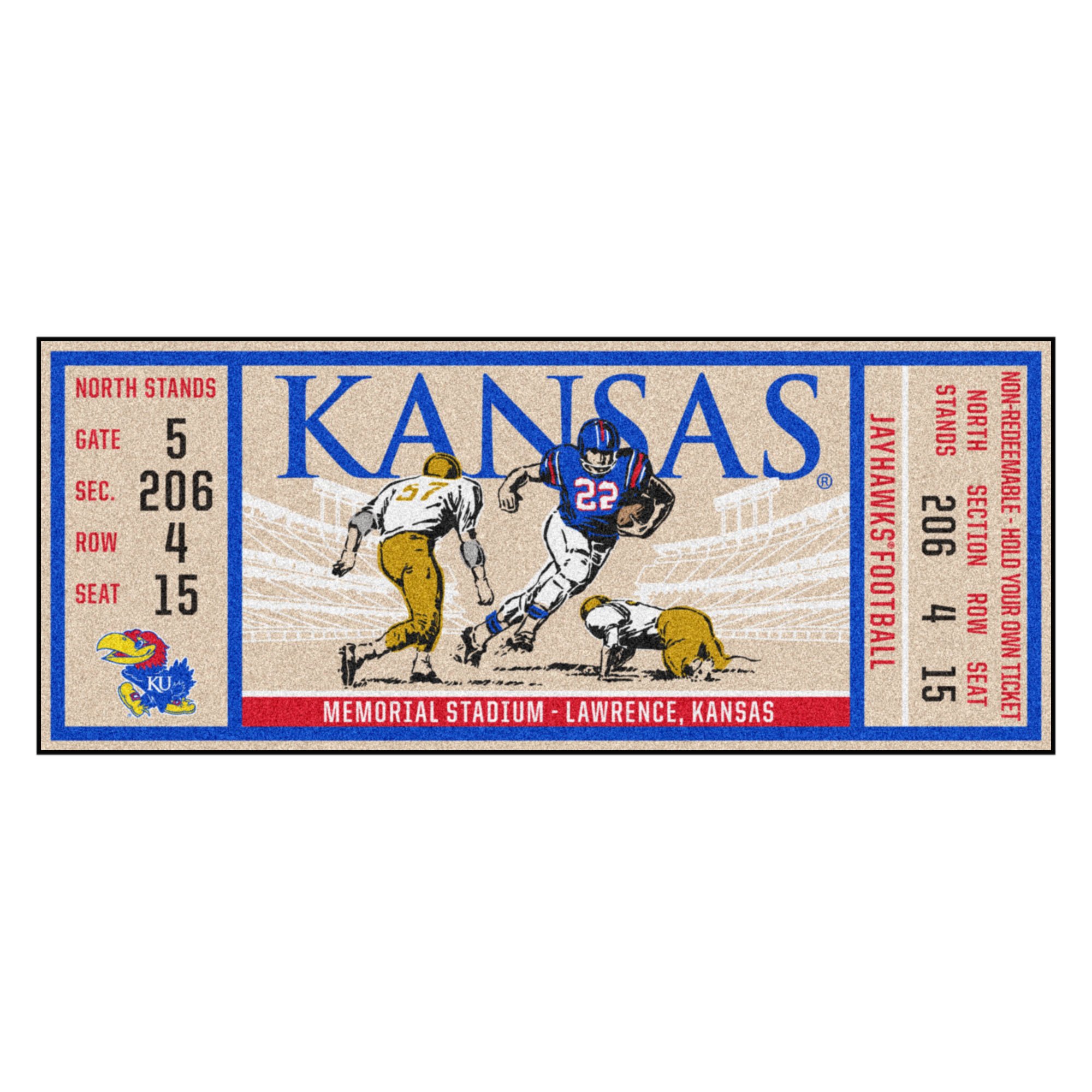 Kansas Jayhawks Ticket Runner Mat 29.5 x 72