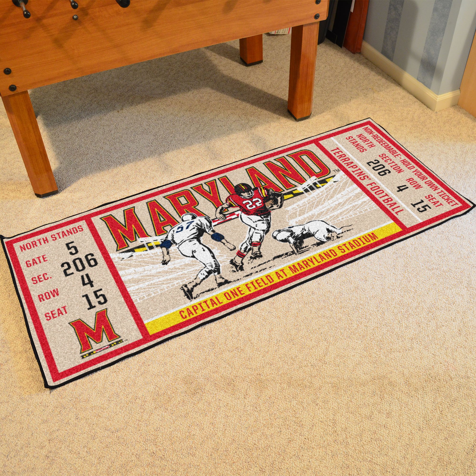 Maryland Terrapins Ticket Runner Mat - 29.5 x 72