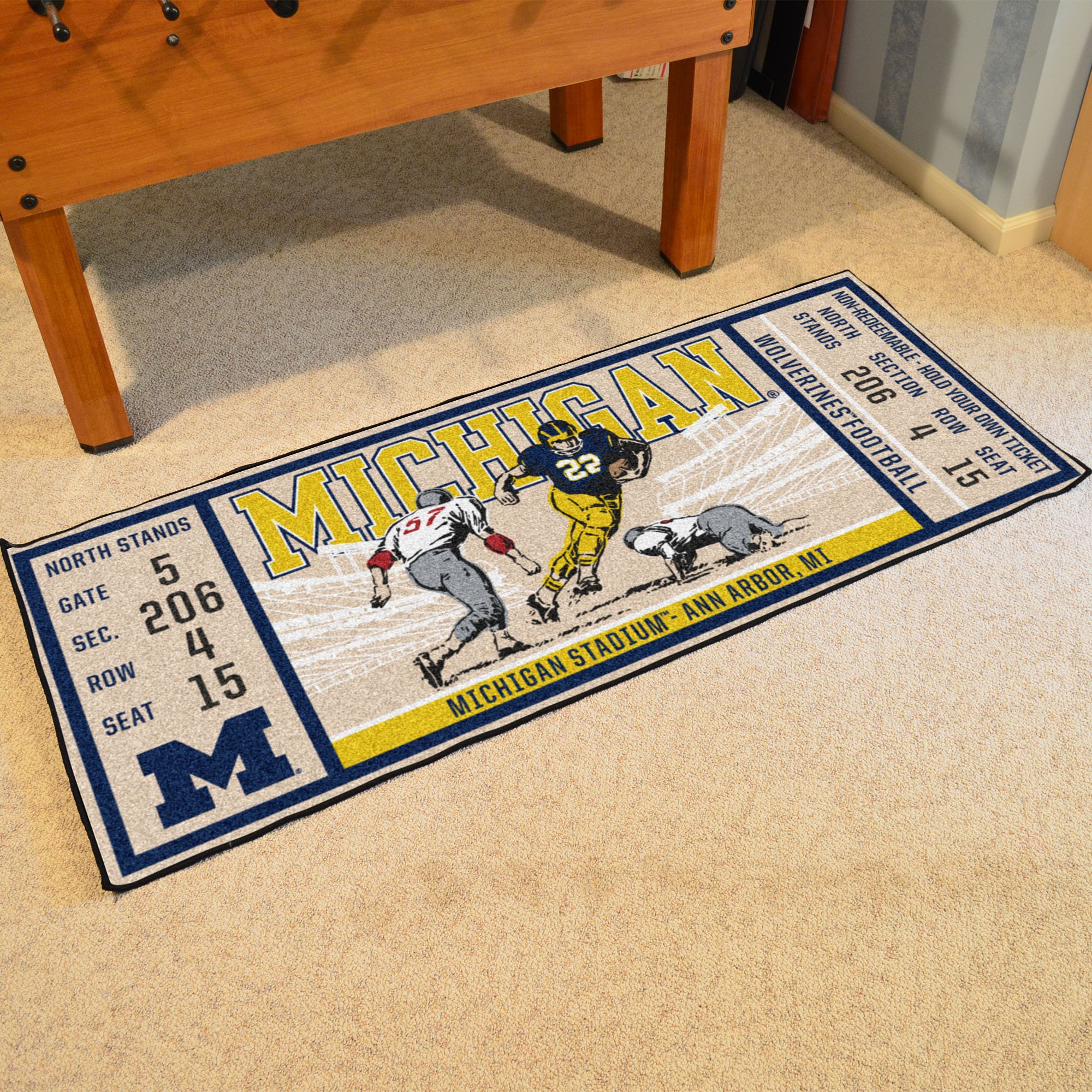 Michigan Wolverines Ticket Runner Mat - 29.5 x 72