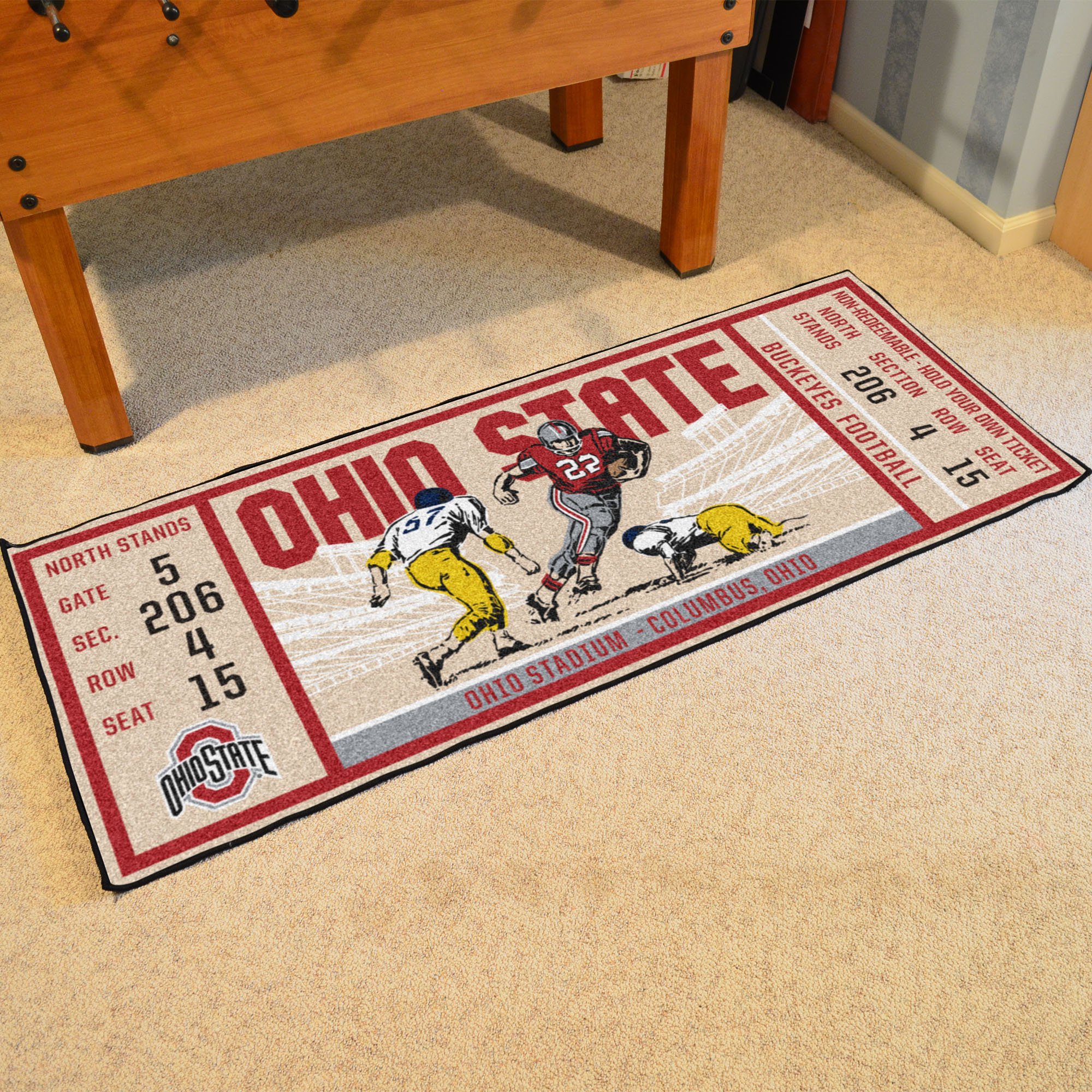 Ohio State Buckeyes Ticket Runner Mat - 29.5 x 72