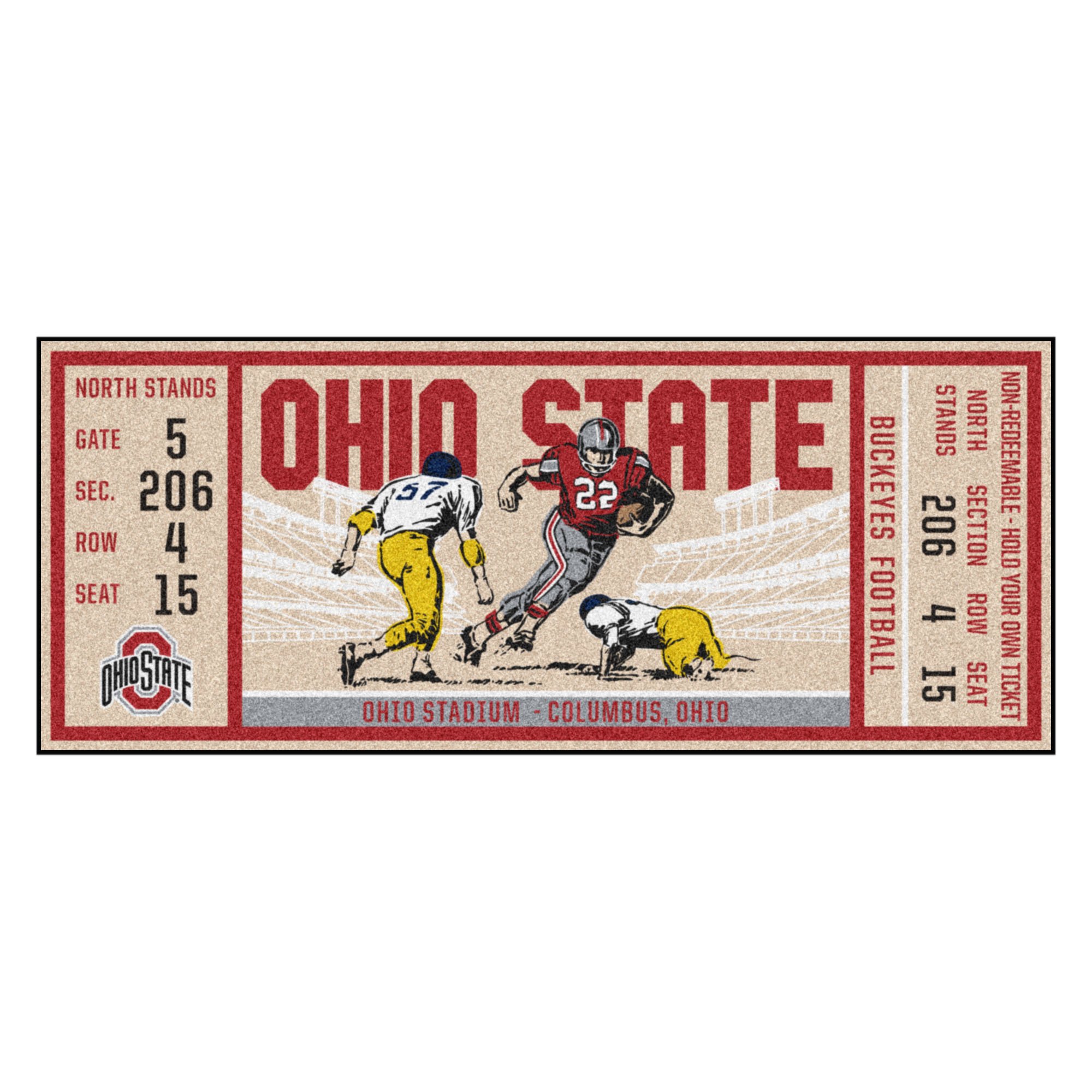 Ohio State Buckeyes Ticket Runner Mat 29.5 x 72