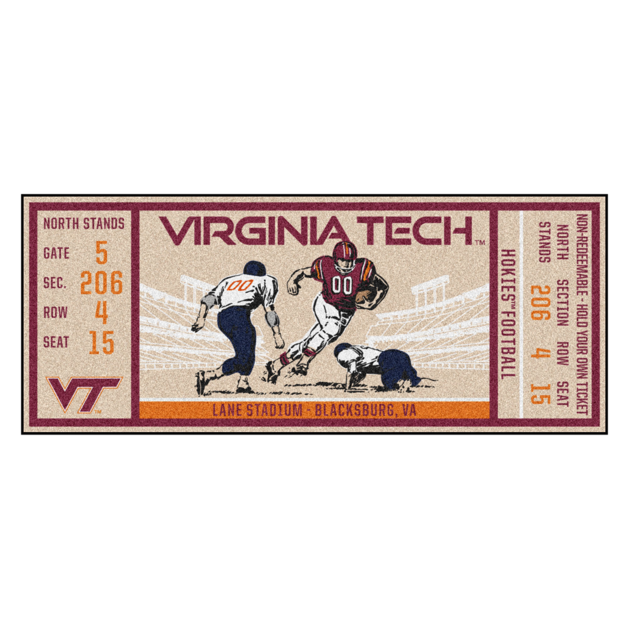 Virginia Tech Hokies Ticket Runner Mat 29.5 x 72