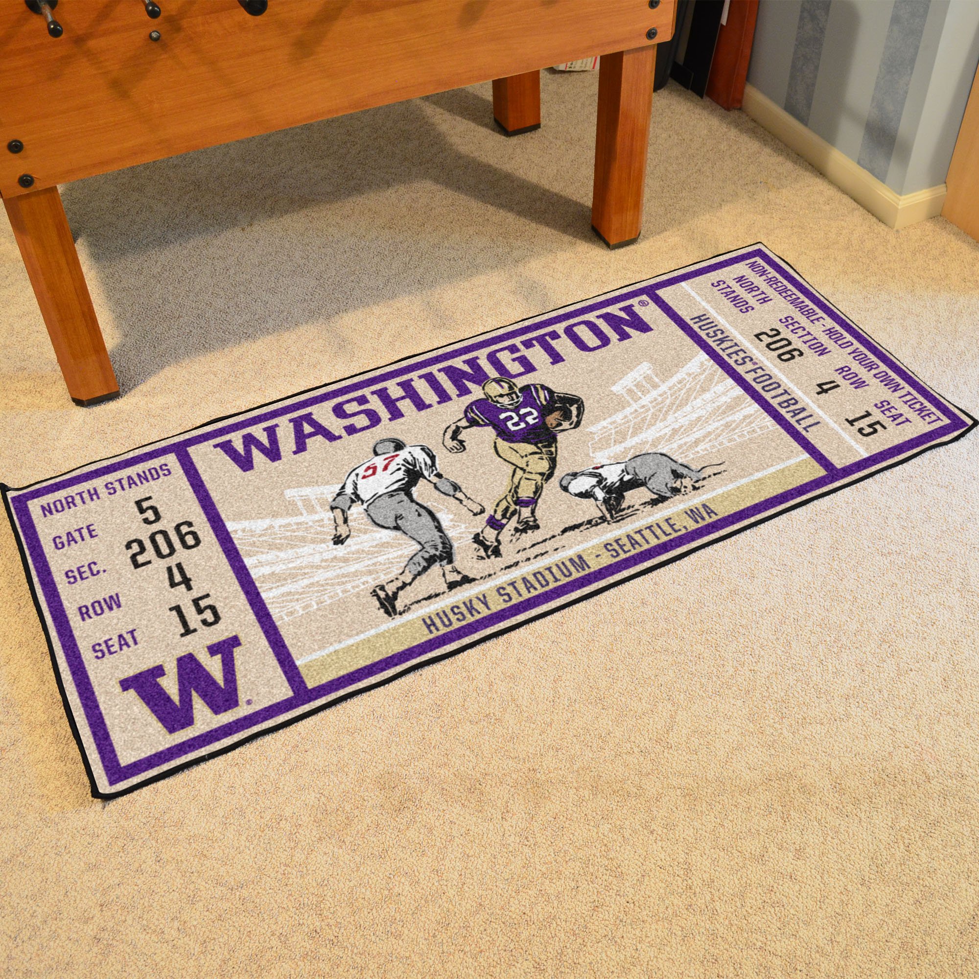 Washington Huskies Ticket Runner Mat - 29.5 x 72