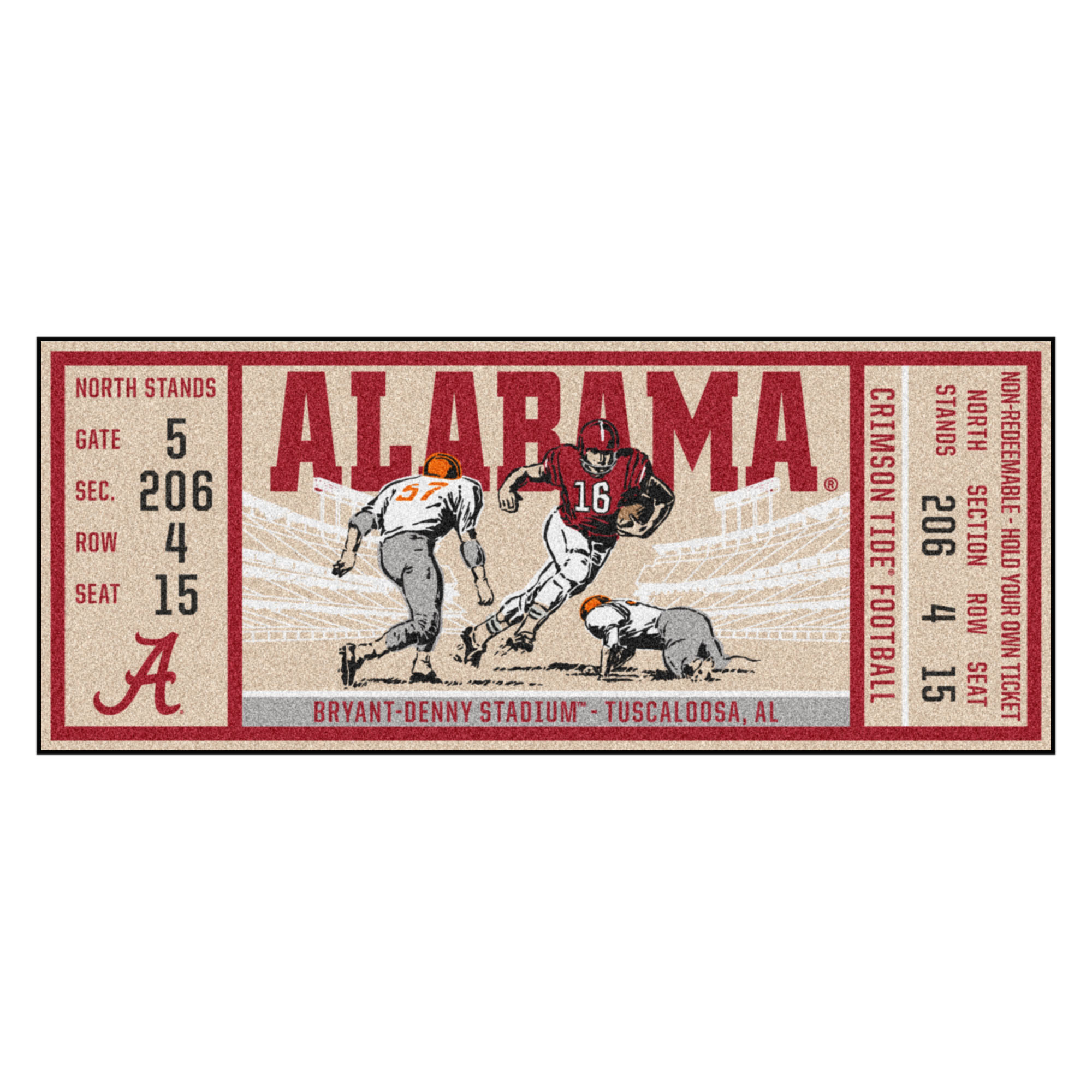 Alabama Crimson Tide Ticket Runner Mat 29.5 x 72