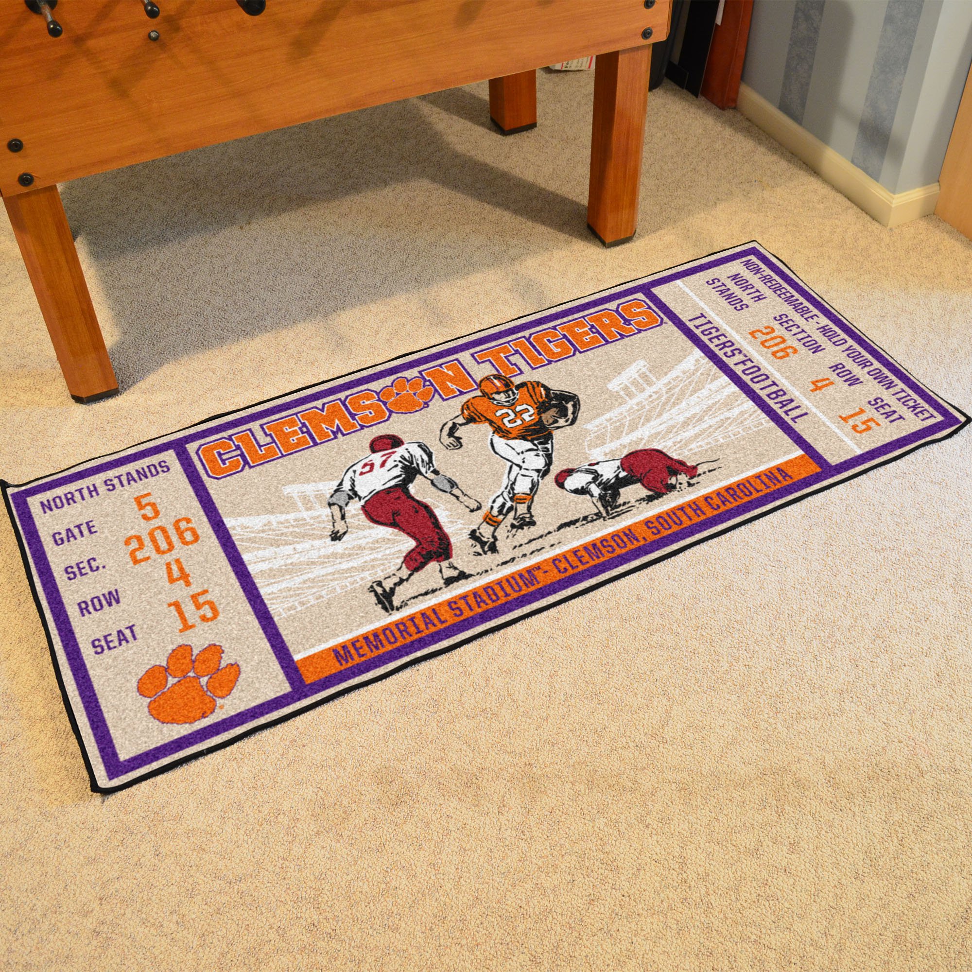 Clemson Tigers Ticket Runner Mat - 29.5 x 72