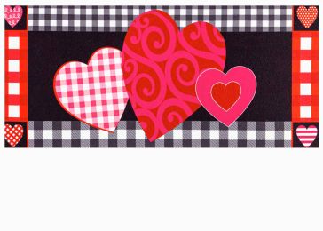 Valentine's Heart Patterned Border Sassafras Mat - 10 x 22 Insert Doormat