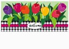Welcome Spring Tulips Sassafras Mat - 10 x 22 Insert Doormat