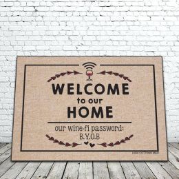 Welcome Wine-fi Password BYOB Doormat - 18x30 Funny