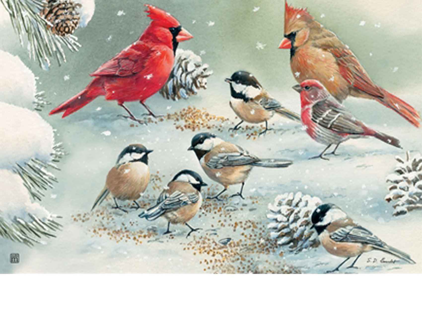 Winter Birds Door Mat