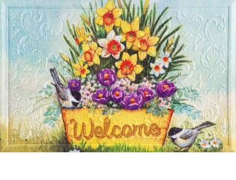 Embossed Yellow Bucket Welcome Doormat - 19 x 30