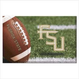 Florida State University Scrapper Doormat - 19" x 30" Rubber (Field & Logo: Football Field)
