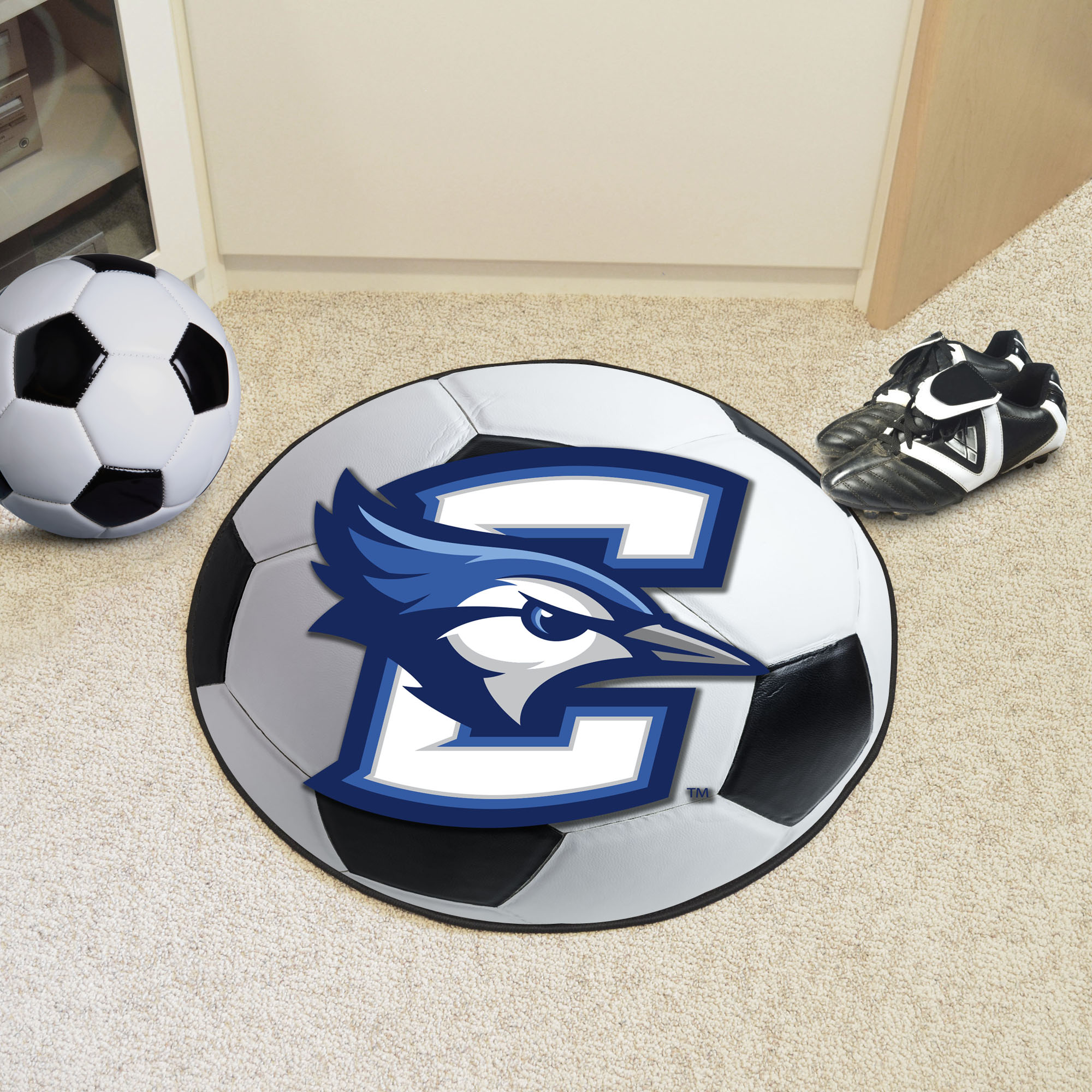 Creighton University Area Rugs - Nylon Ball Shaped (Ball Shaped Area Rugs: Soccer Ball)