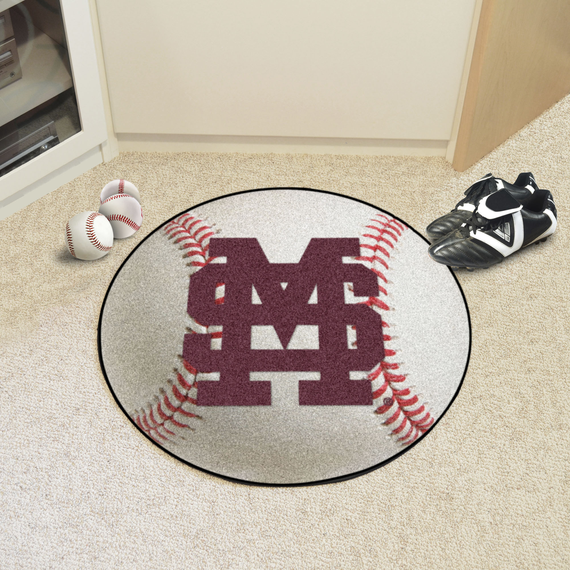 Mississippi State University Ball Shaped Area Rugs (Ball Shaped Area Rugs: Baseball)