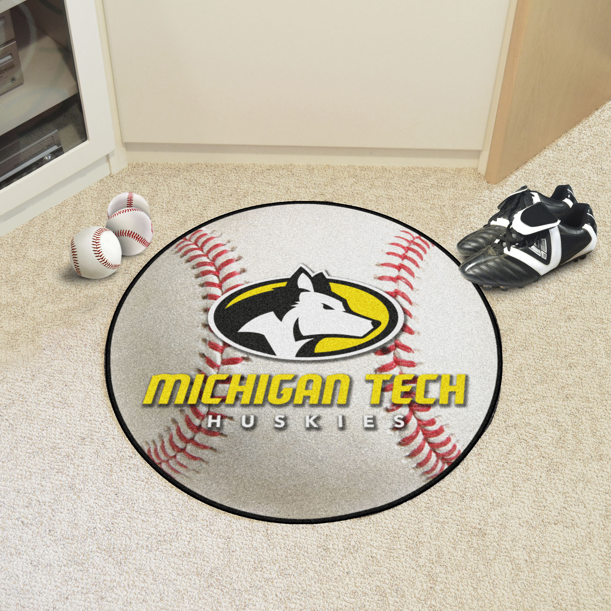 Michigan Technological University Ball Shaped Area rugs (Ball Shaped Area Rugs: Baseball)
