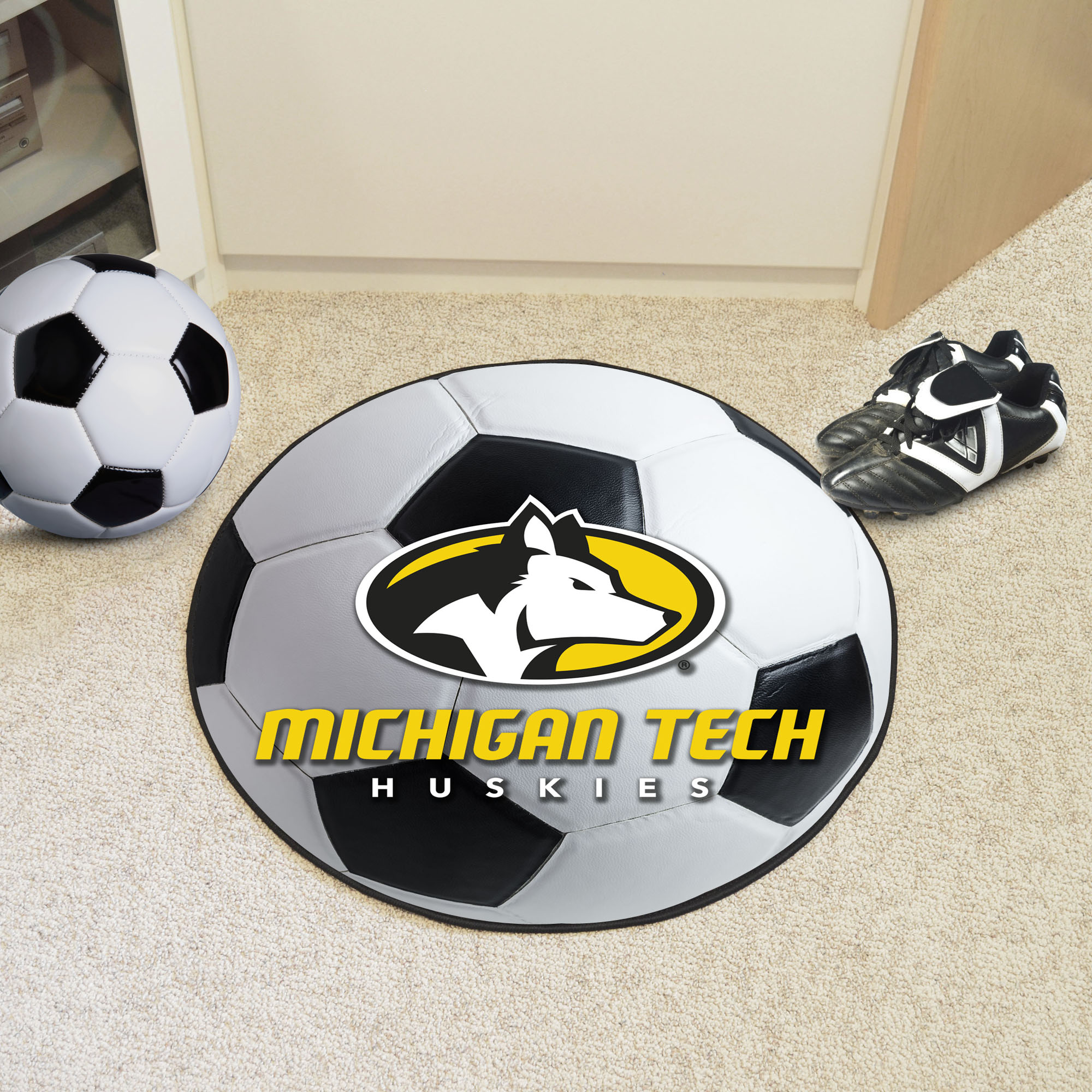 Michigan Technological University Ball Shaped Area rugs (Ball Shaped Area Rugs: Soccer Ball)