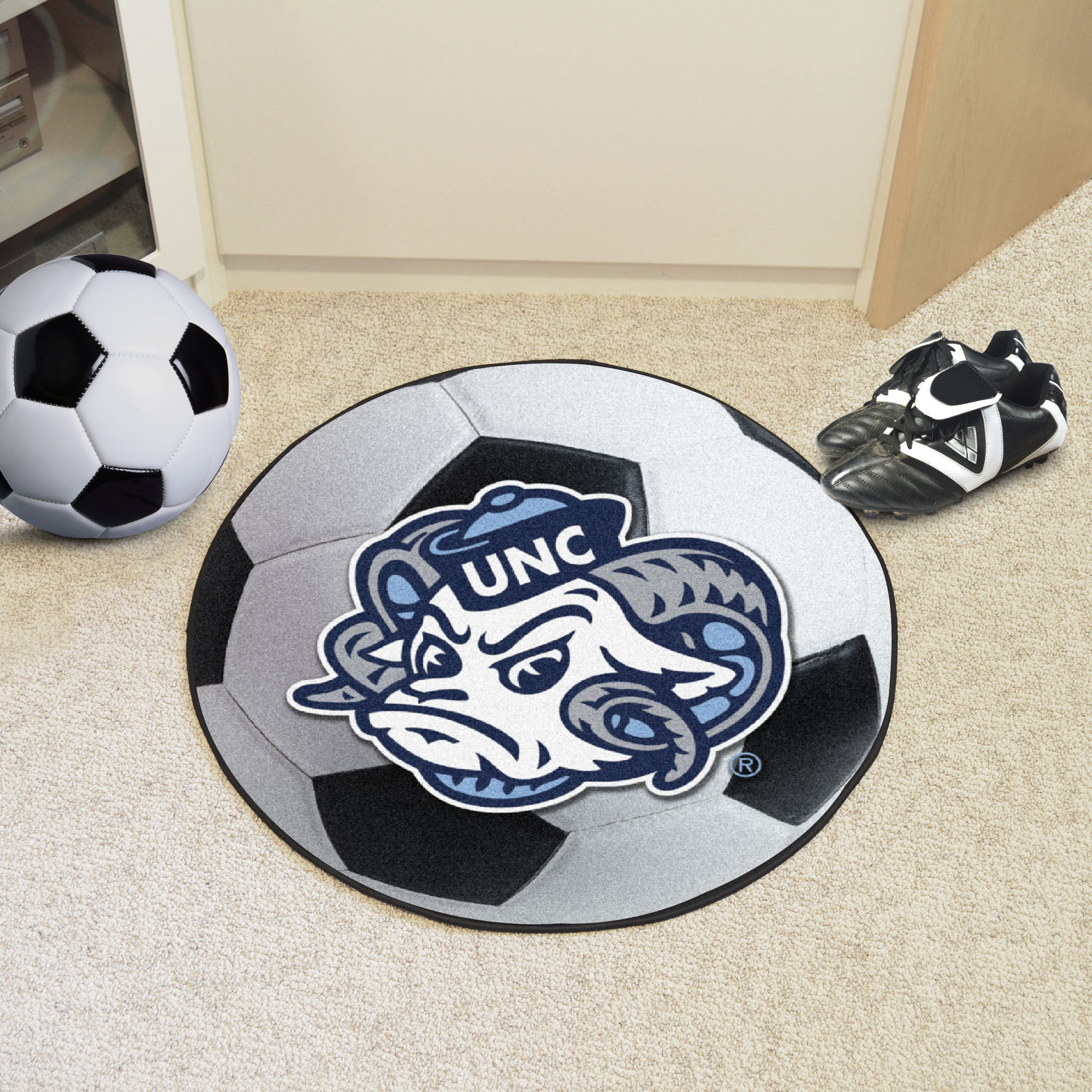 UNC Rameses Logo Ball Shaped Area Rugs (Ball Shaped Area Rugs: Soccer Ball)