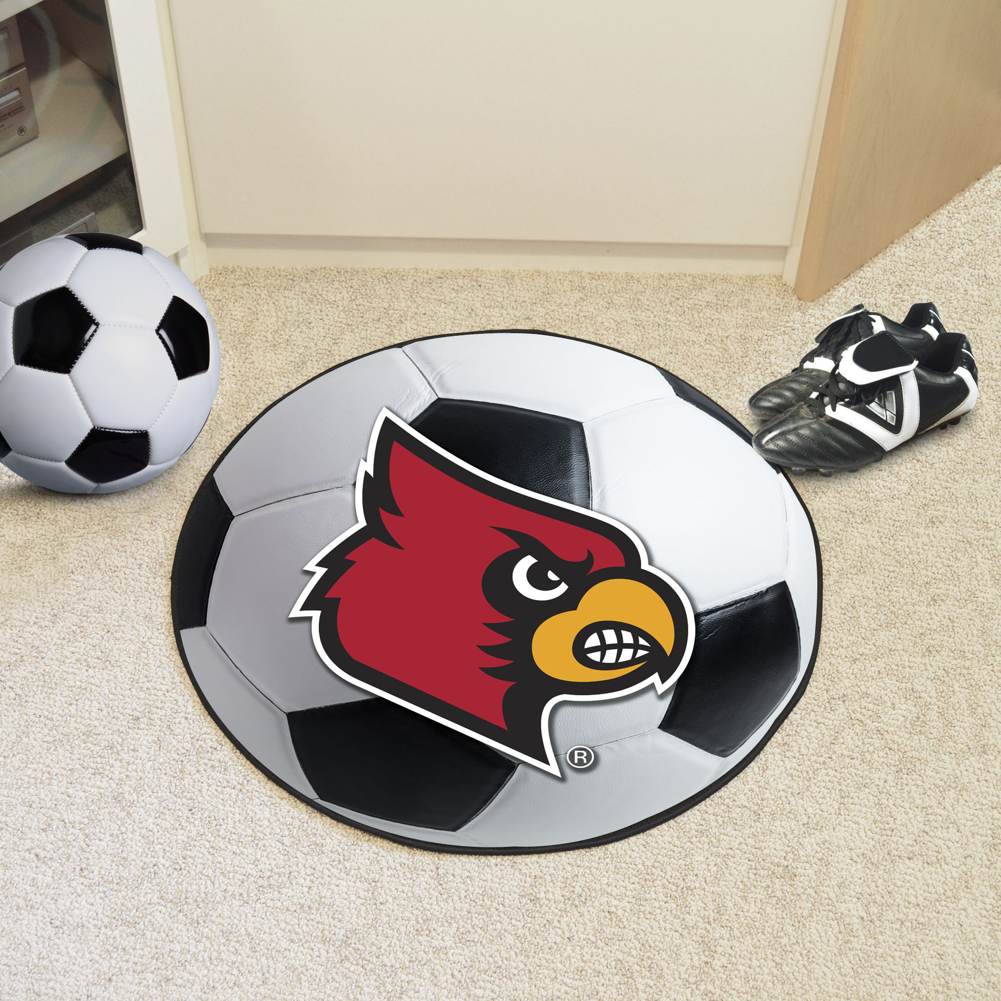 University of Louisville Cardinals Ball Shaped Area Rugs (Ball Shaped Area Rugs: Soccer Ball)