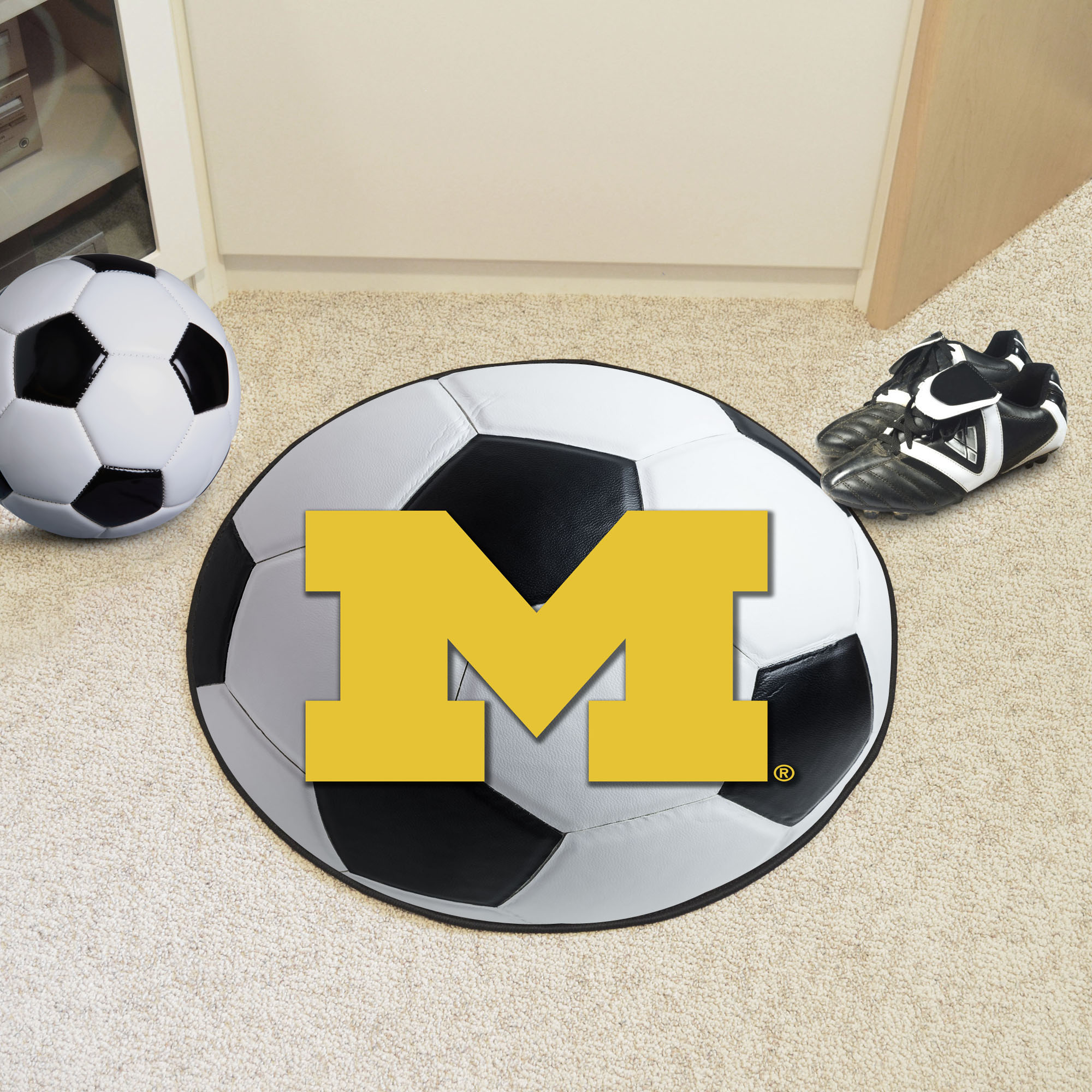 University of Michigan Ball Shaped Area Rugs (Ball Shaped Area Rugs: Soccer Ball)