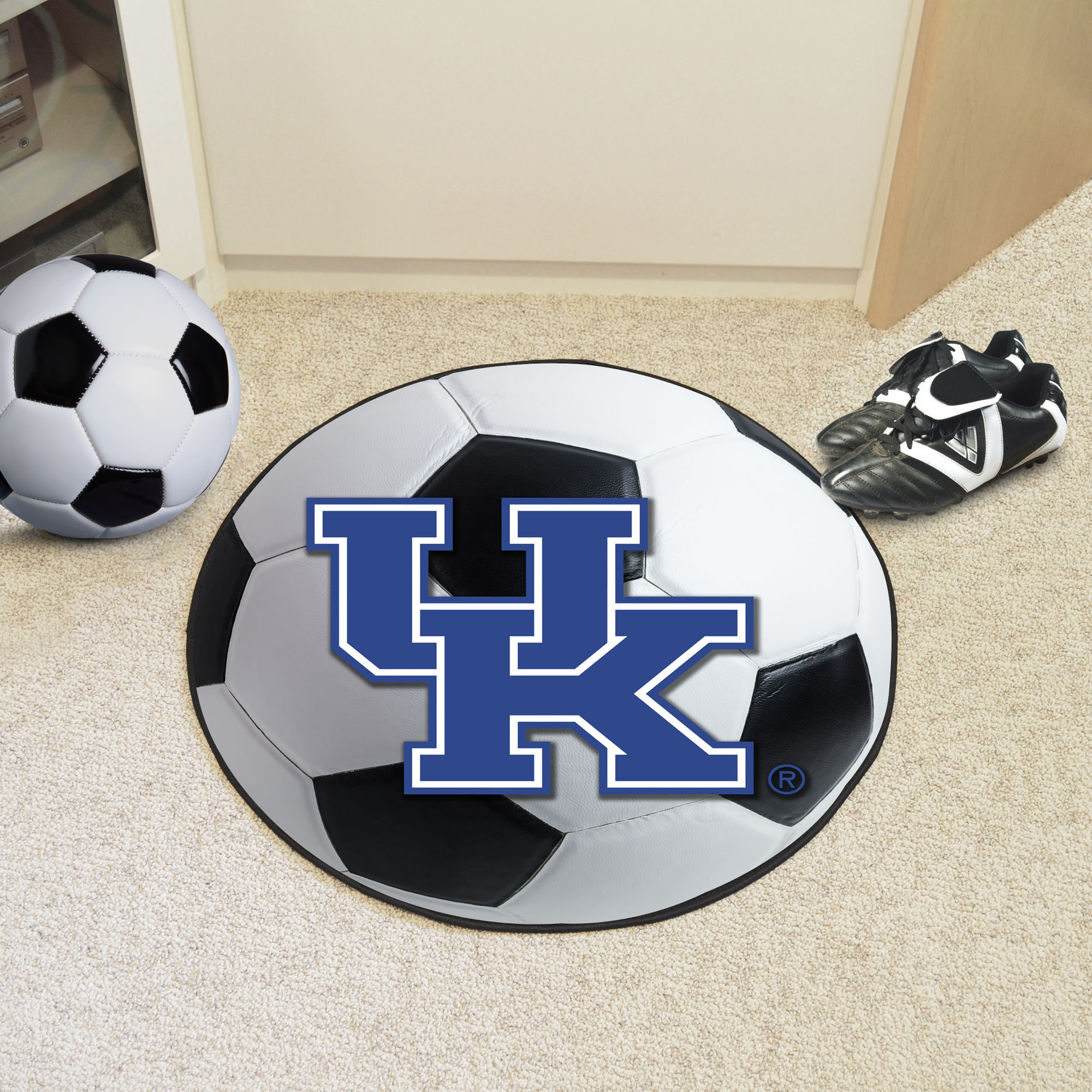 University of Kentucky Ball Shaped Area Rugs - UK Logo (Ball Shaped Area Rugs: Soccer Ball)