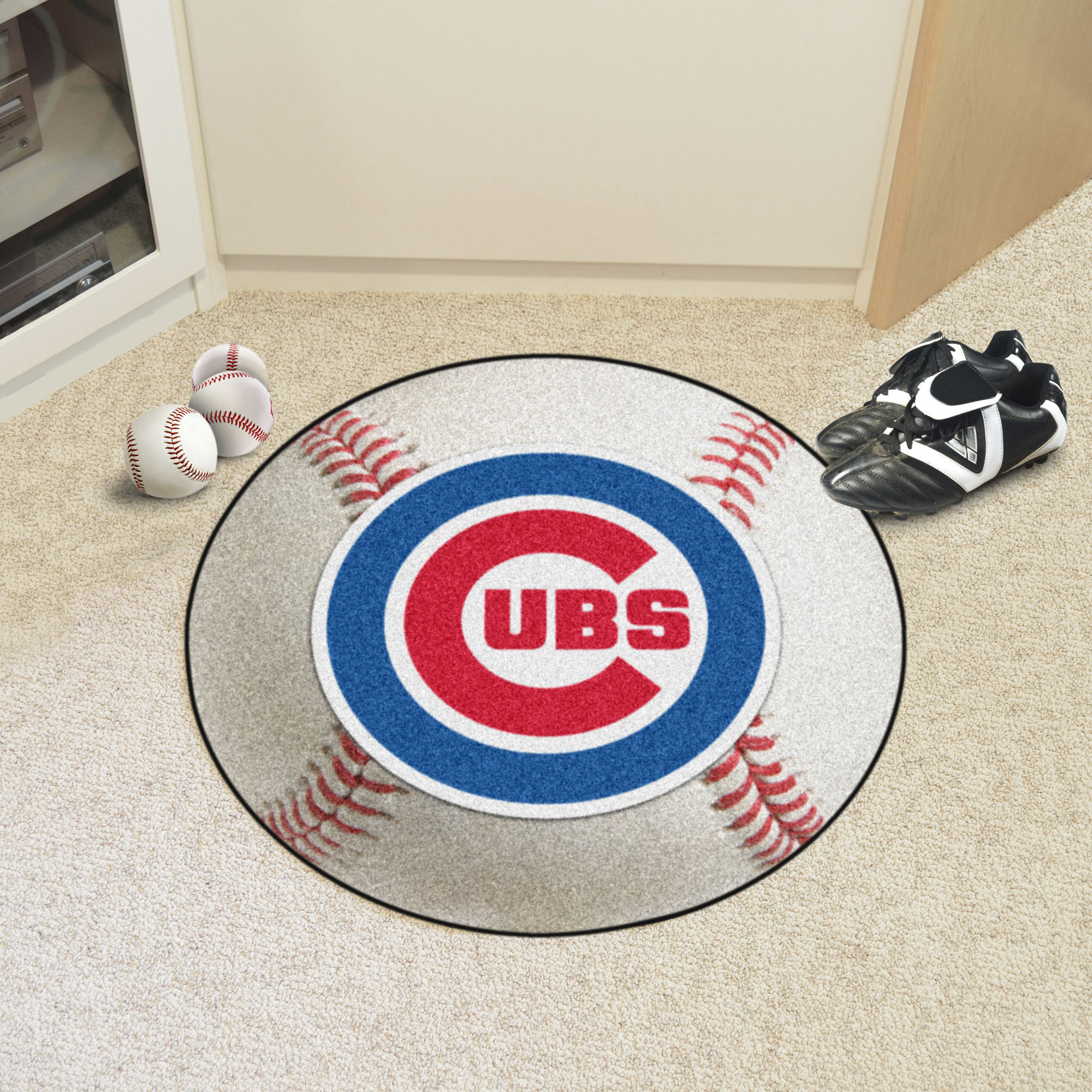 Chicago Cubs Baseball Shaped Area Rug – 22 x 35 (Field & Logo: Logo or Mascot)