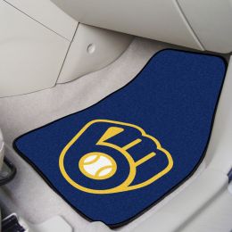 Milwaukee Brewers 2pc Vinyl Car Floor Mats - 18" x 27" (Field & Logo: Logo or Mascot)