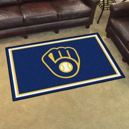 Milwaukee Brewers Area Rug - 4â€™ x 6â€™ Nylon (Field & Logo: Logo or Mascot)