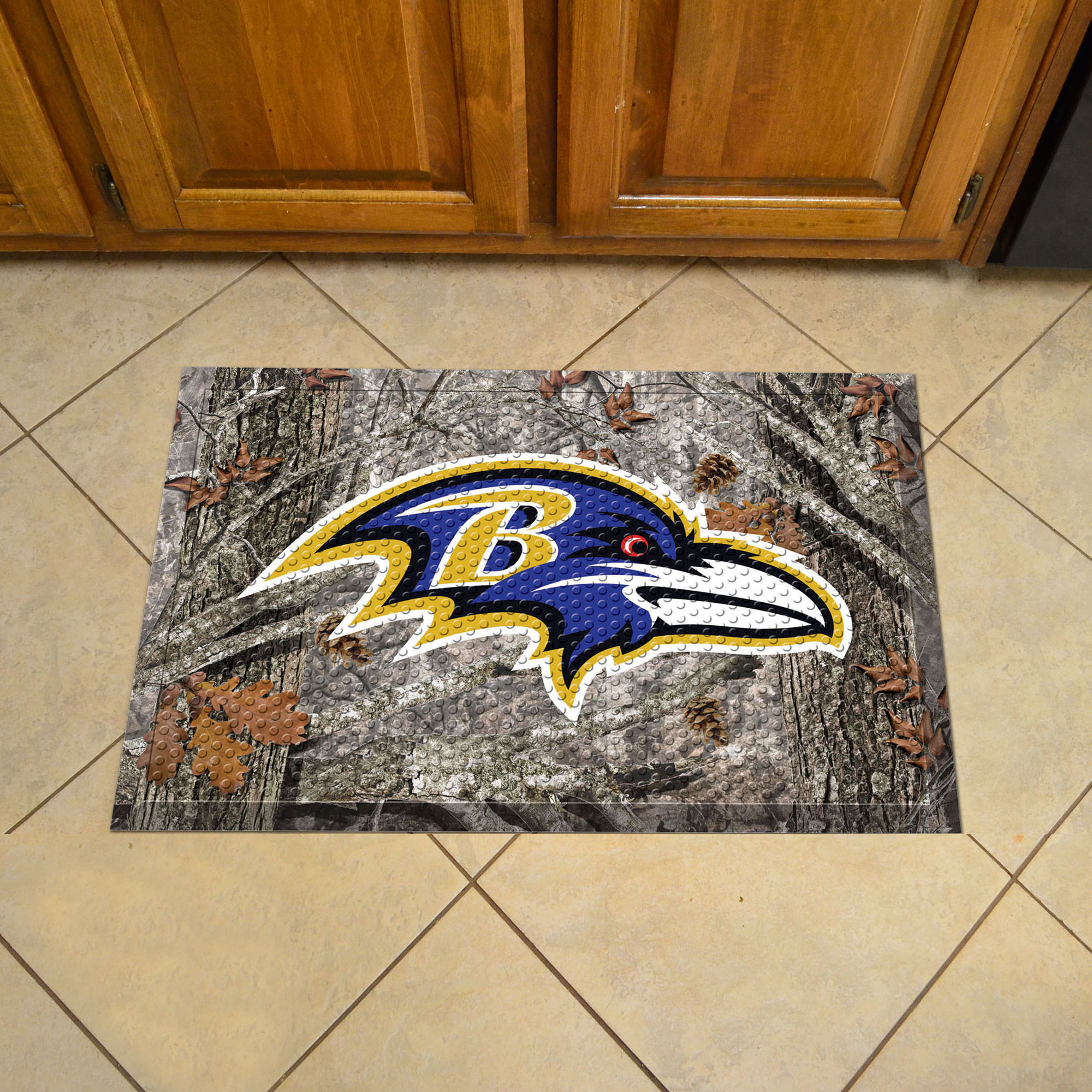 Baltimore Ravens Scrapper Doormat - 19 x 30 rubber (Field & Logo: Camo & Logo)